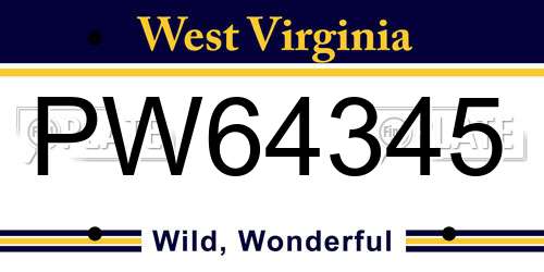 PW64345 West Virginia License Plate