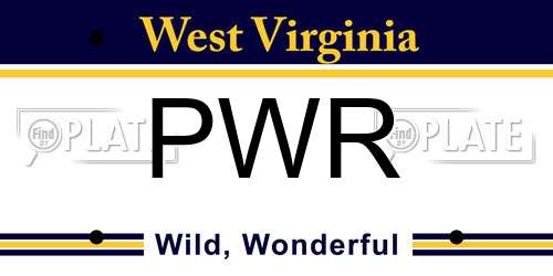 PWR West Virginia License Plate
