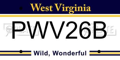 PWV26B West Virginia License Plate