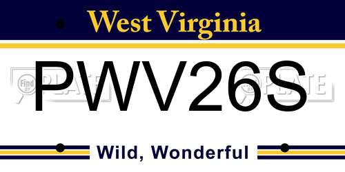 PWV26S West Virginia License Plate