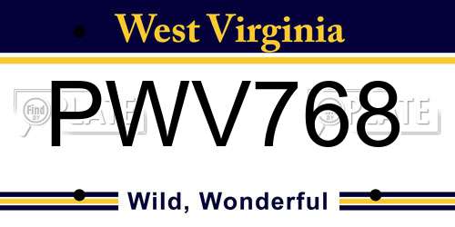PWV768 West Virginia License Plate