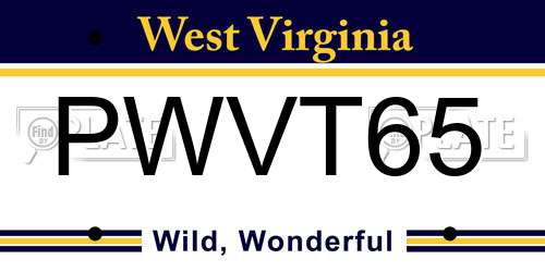 PWVT65 West Virginia License Plate