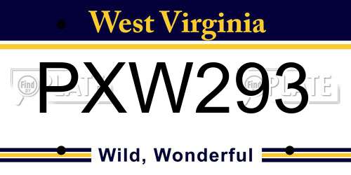 PXW293 West Virginia License Plate