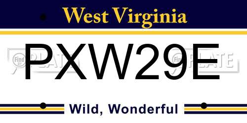 PXW29E West Virginia License Plate
