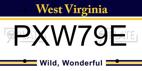 PXW79E West Virginia License Plate