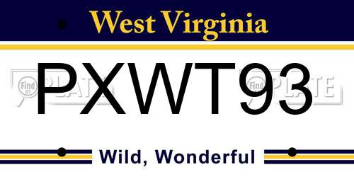 PXWT93 West Virginia License Plate