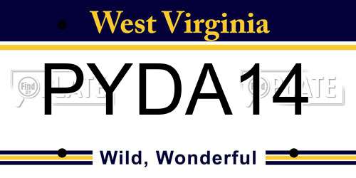 PYDA14 West Virginia License Plate