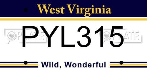 PYL315 West Virginia License Plate