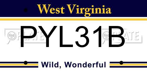 PYL31B West Virginia License Plate