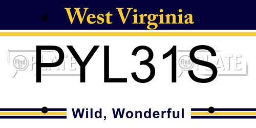 PYL31S West Virginia License Plate