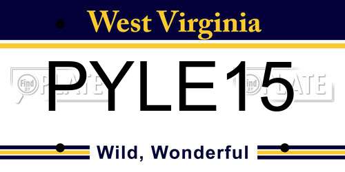 PYLE15 West Virginia License Plate