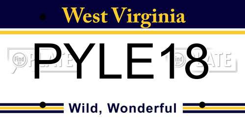 PYLE18 West Virginia License Plate
