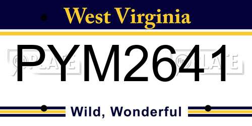 PYM2641 West Virginia License Plate
