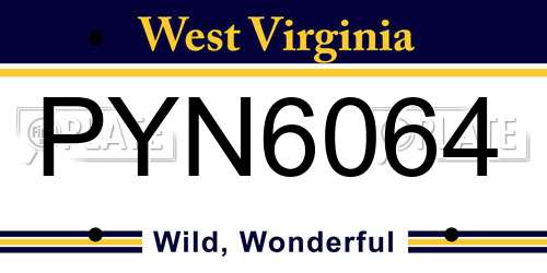 PYN6064 West Virginia License Plate