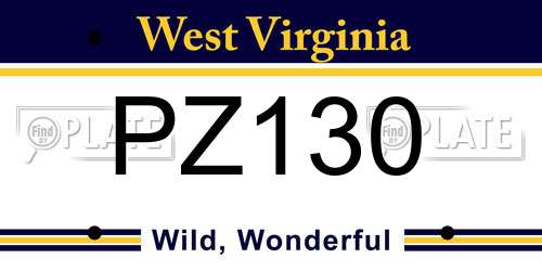 PZ130 West Virginia License Plate