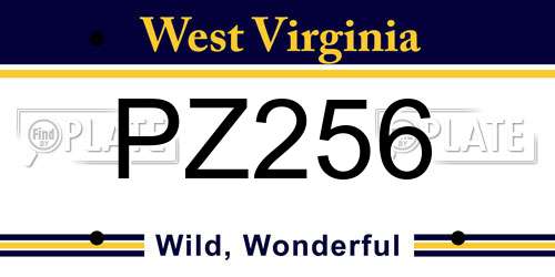 PZ256 West Virginia License Plate