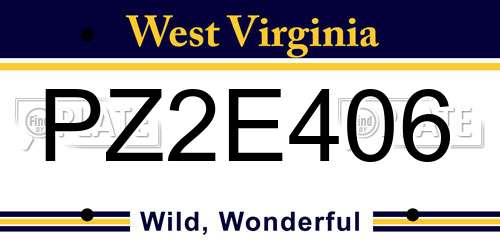 PZ2E406 West Virginia License Plate