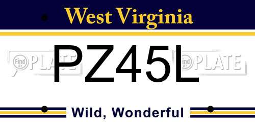 PZ45L West Virginia License Plate