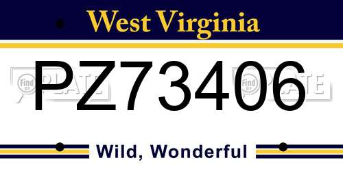 PZ73406 West Virginia License Plate