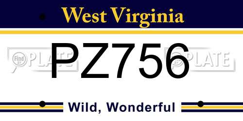 PZ756 West Virginia License Plate