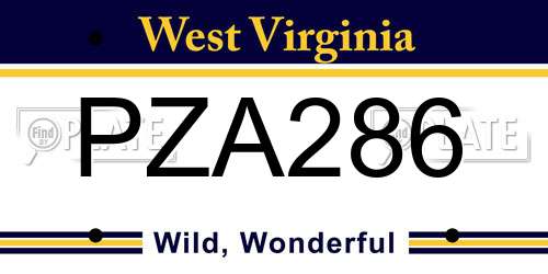 PZA286 West Virginia License Plate