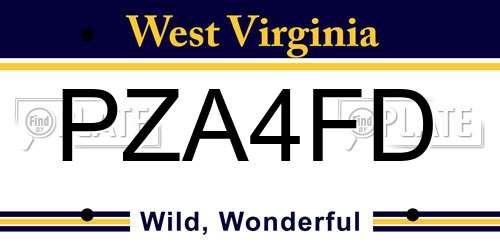 PZA4FD West Virginia License Plate