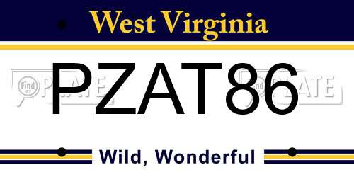 PZAT86 West Virginia License Plate