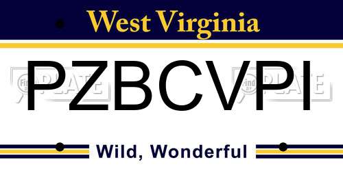 PZBCVPI West Virginia License Plate