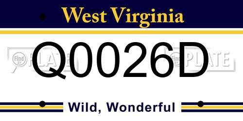 Q0026D West Virginia License Plate