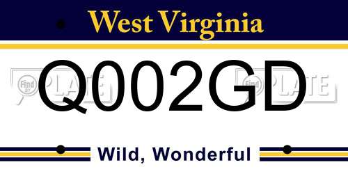 Q002GD West Virginia License Plate