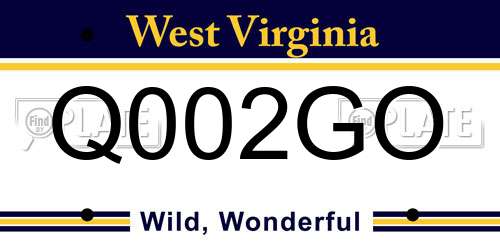 Q002GO West Virginia License Plate