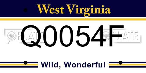 Q0054F West Virginia License Plate