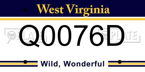 Q0076D West Virginia License Plate