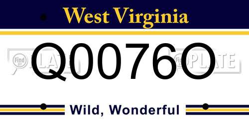 Q0076O West Virginia License Plate