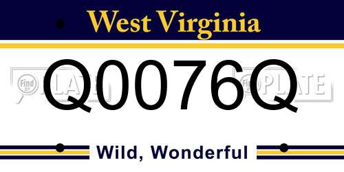 Q0076Q West Virginia License Plate