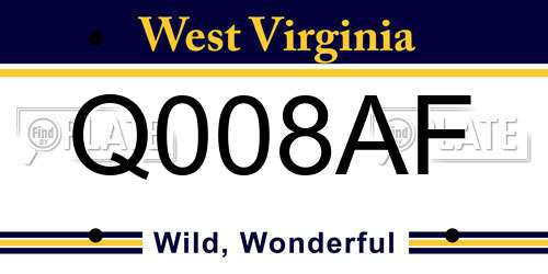 Q008AF West Virginia License Plate
