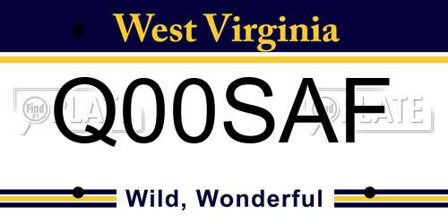 Q00SAF West Virginia License Plate