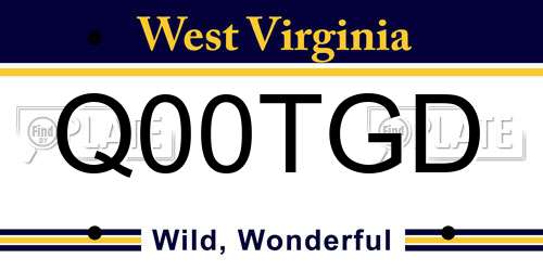 Q00TGD West Virginia License Plate