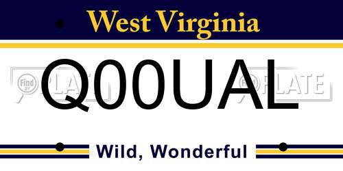 Q00UAL West Virginia License Plate