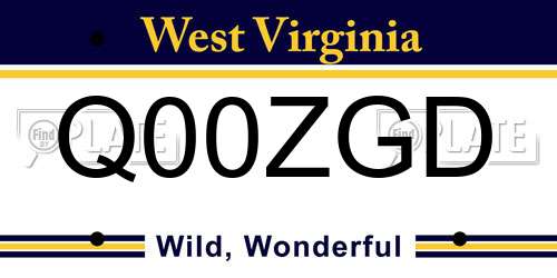 Q00ZGD West Virginia License Plate