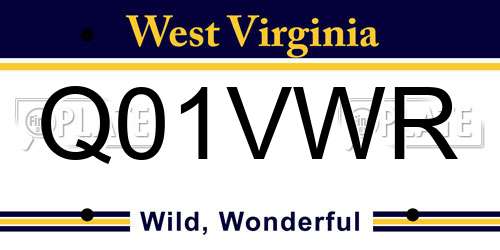 Q01VWR West Virginia License Plate