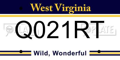 Q021RT West Virginia License Plate