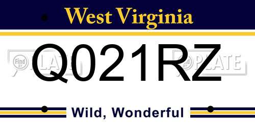 Q021RZ West Virginia License Plate