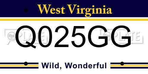 Q025GG West Virginia License Plate