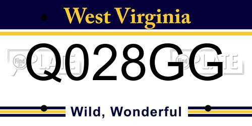 Q028GG West Virginia License Plate