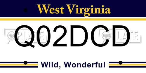 Q02DCD West Virginia License Plate