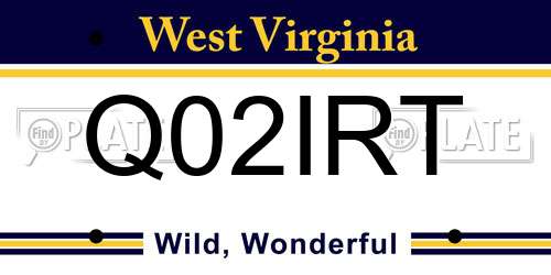 Q02IRT West Virginia License Plate