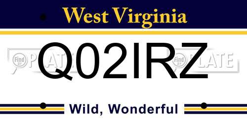 Q02IRZ West Virginia License Plate
