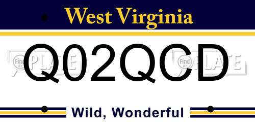 Q02QCD West Virginia License Plate