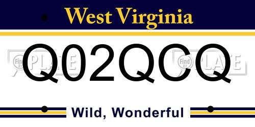 Q02QCQ West Virginia License Plate